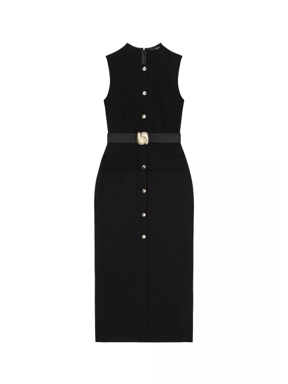 Zara BELTED CREPE MIDI DRESS